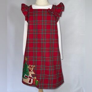 Rare Edition SZ 5 2PC Reindeer Christmas red plaid dresss
